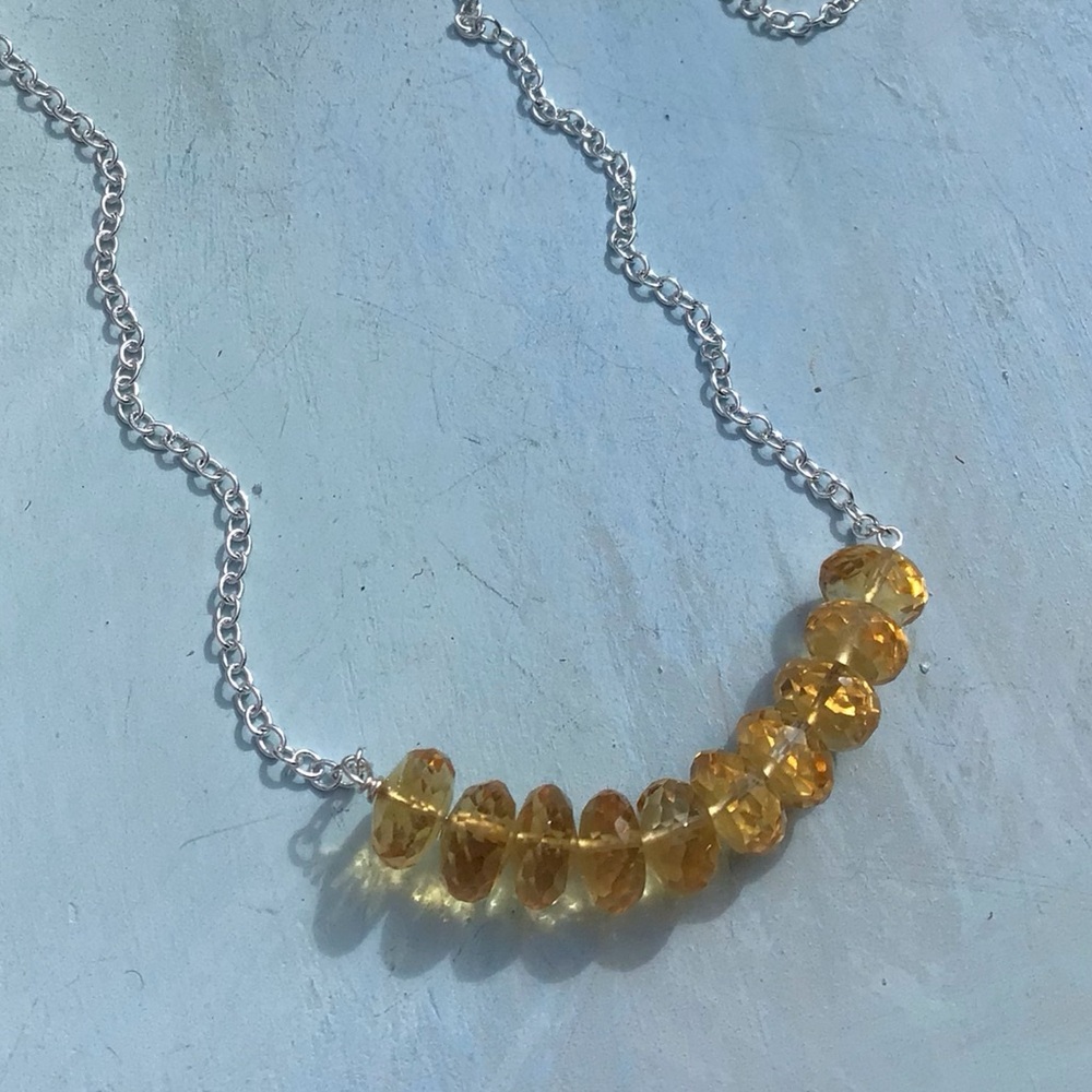Citrine Sundance Charm Necklace Sterling Silver